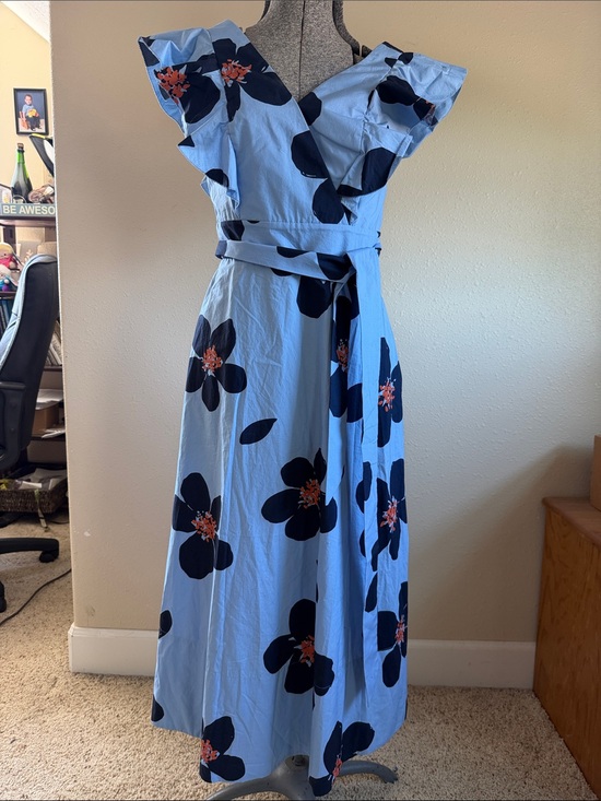 kate spade Dresses & Skirts - kate spade Light Blue Maxi Dress with Navy and Coral Floral Print
